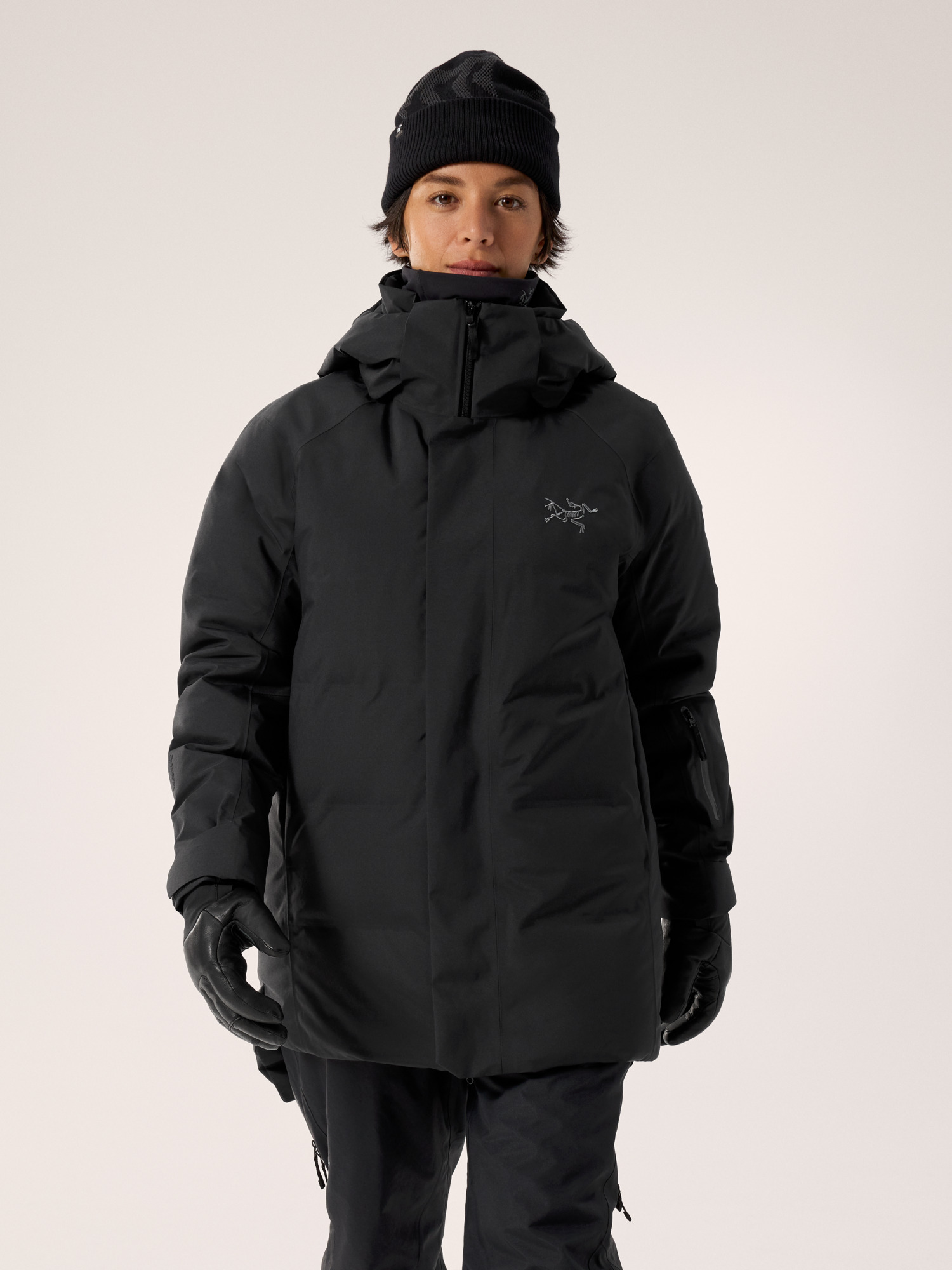 Andessa Down Mid Jacket Women's Black Front View