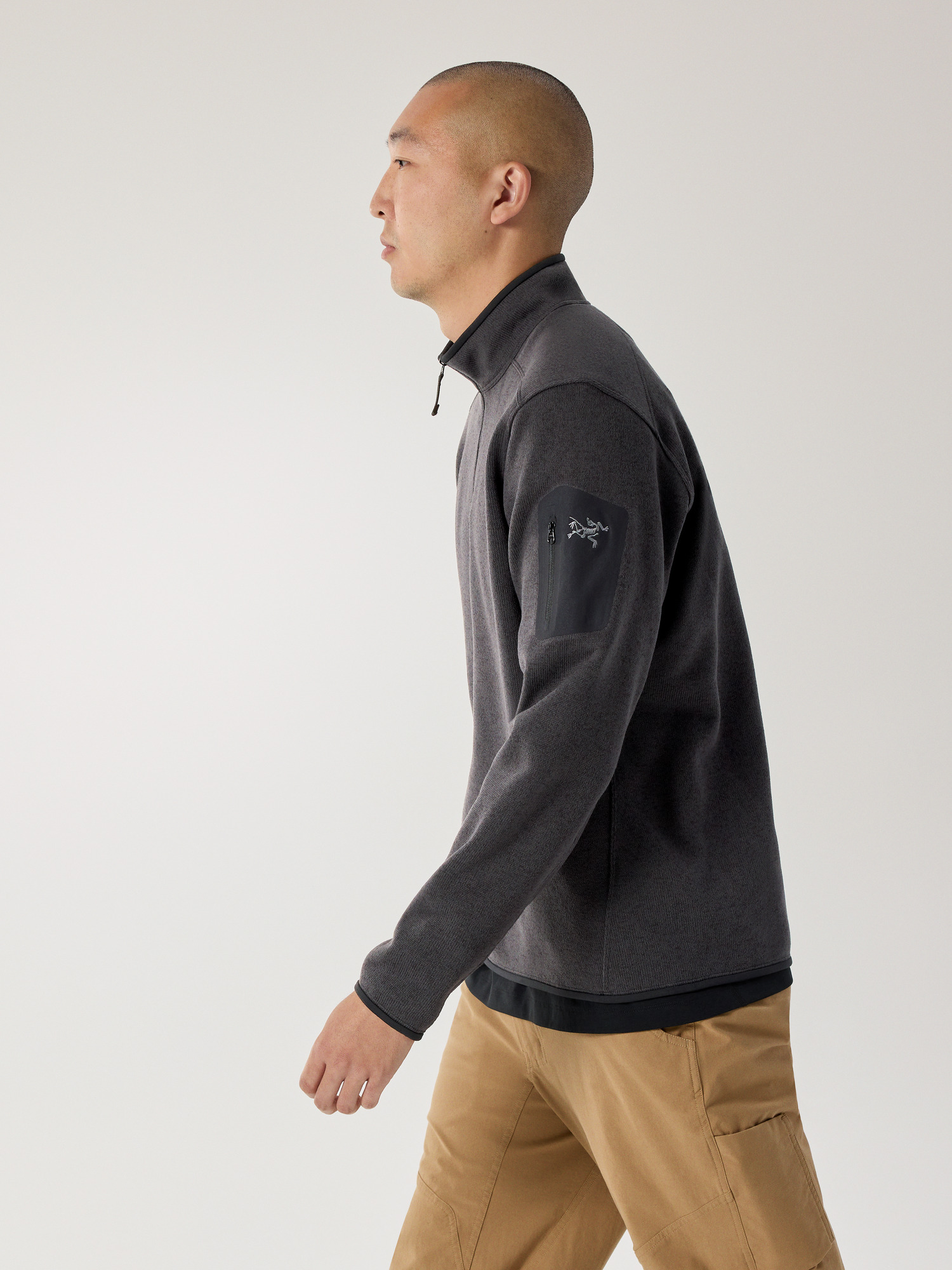 Covert 1/2 Zip Neck Black Heather II Side View