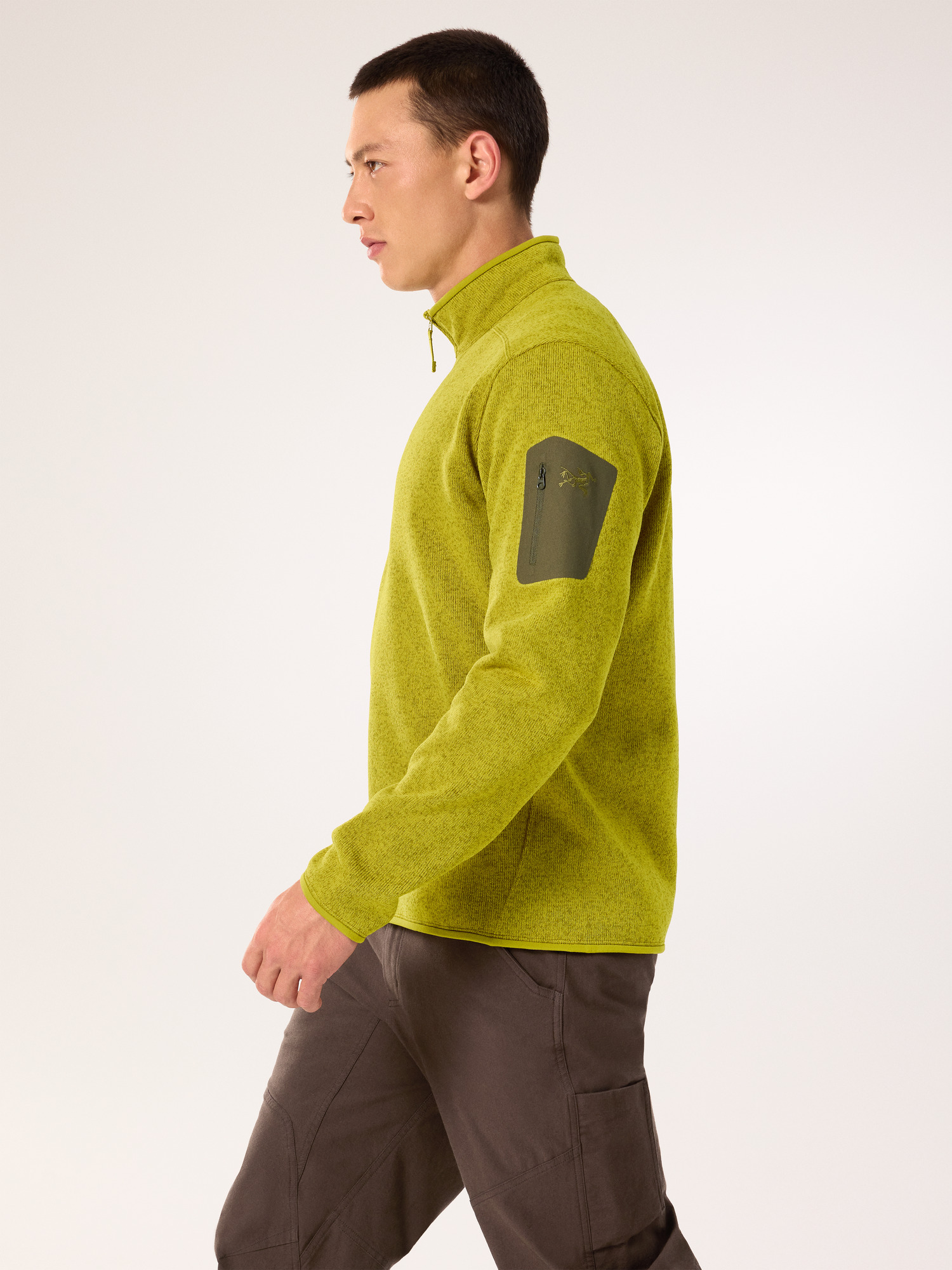 Covert 1/2 Zip Neck Olive Moss Heather Side View