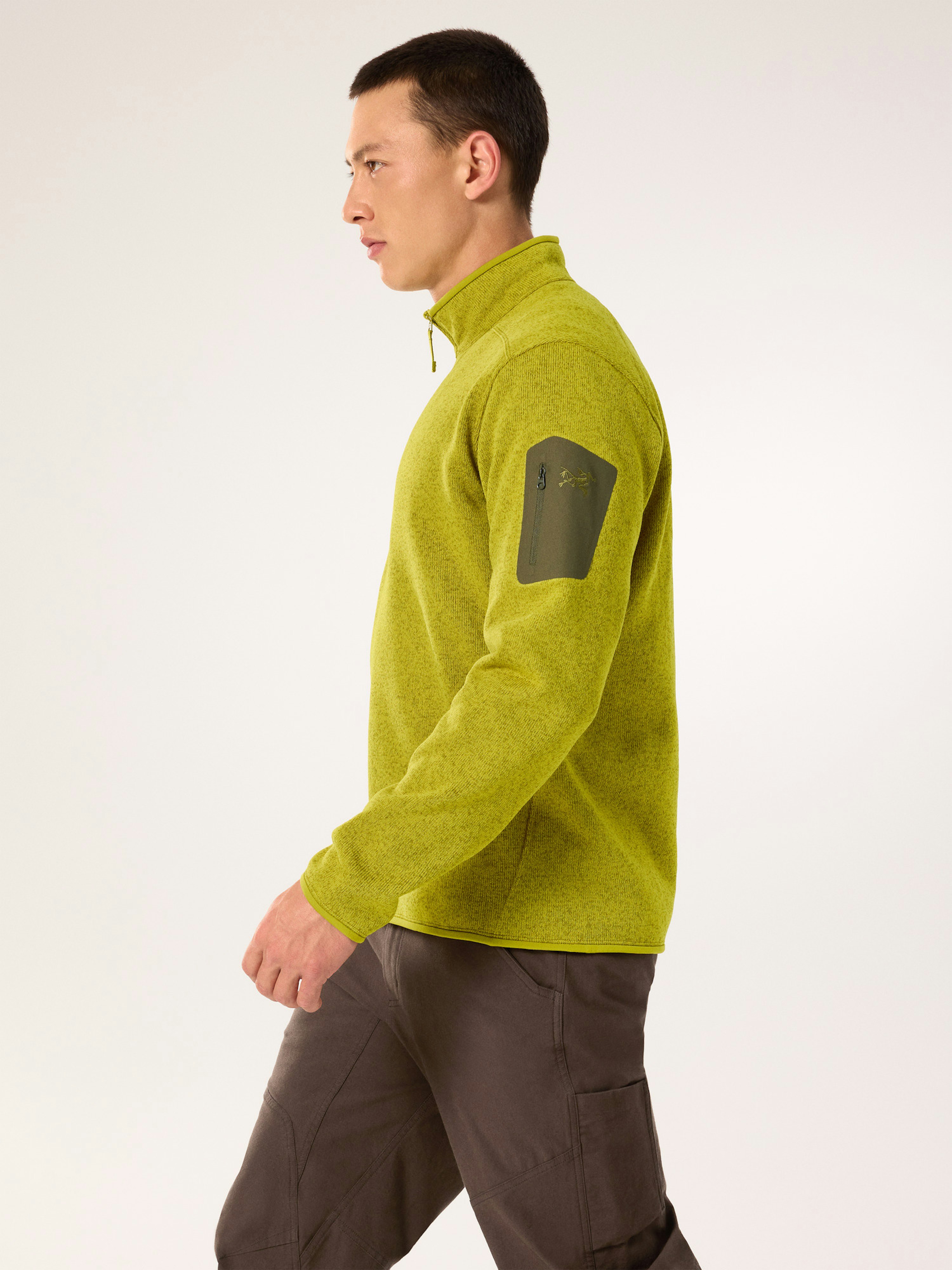 Covert 1/2 Zip Neck Olive Moss Heather Side View