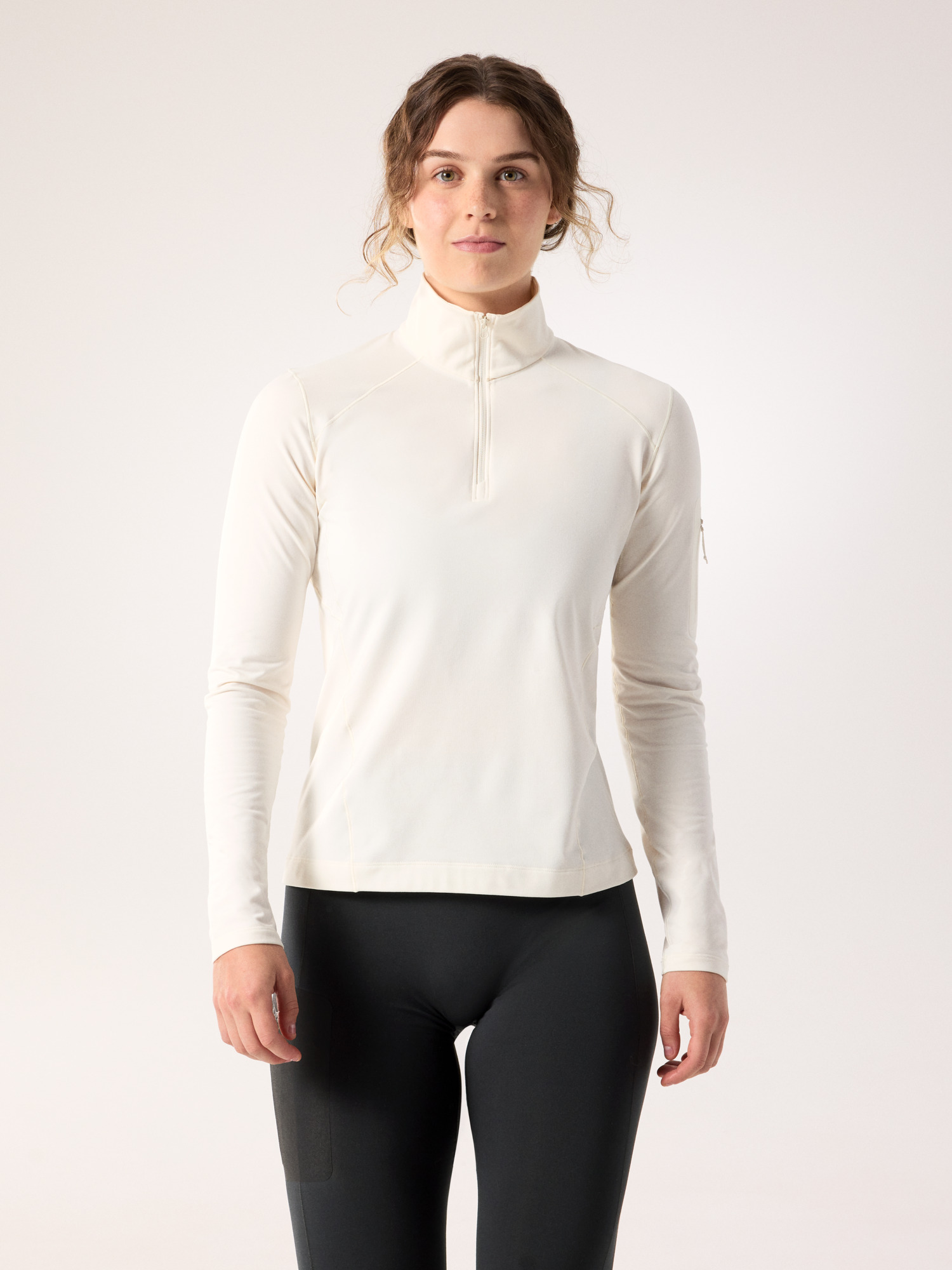 Rho Zip Neck Women's Arctic Silk Front View