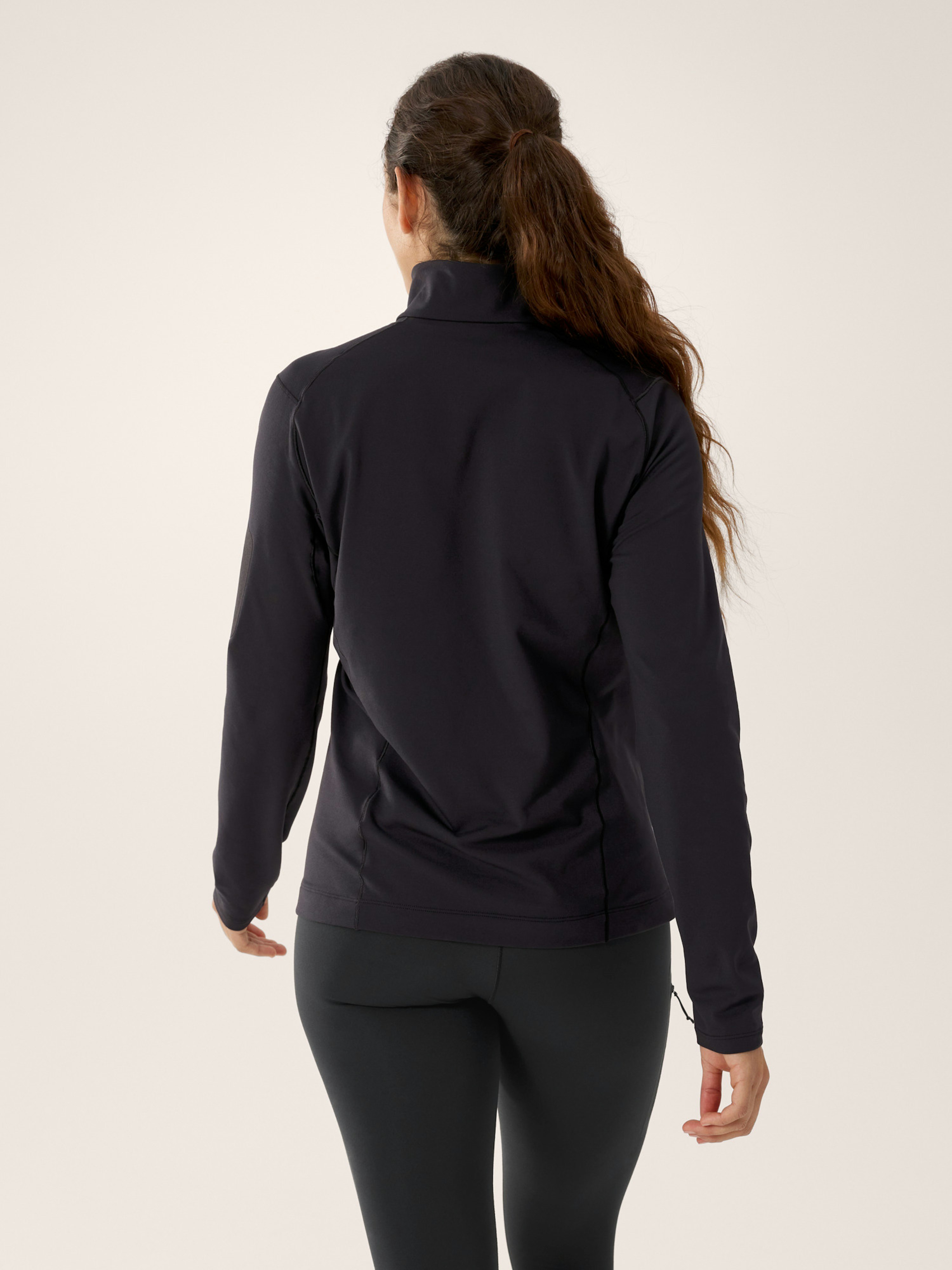 Rho Zip Neck W Women's Black Back View