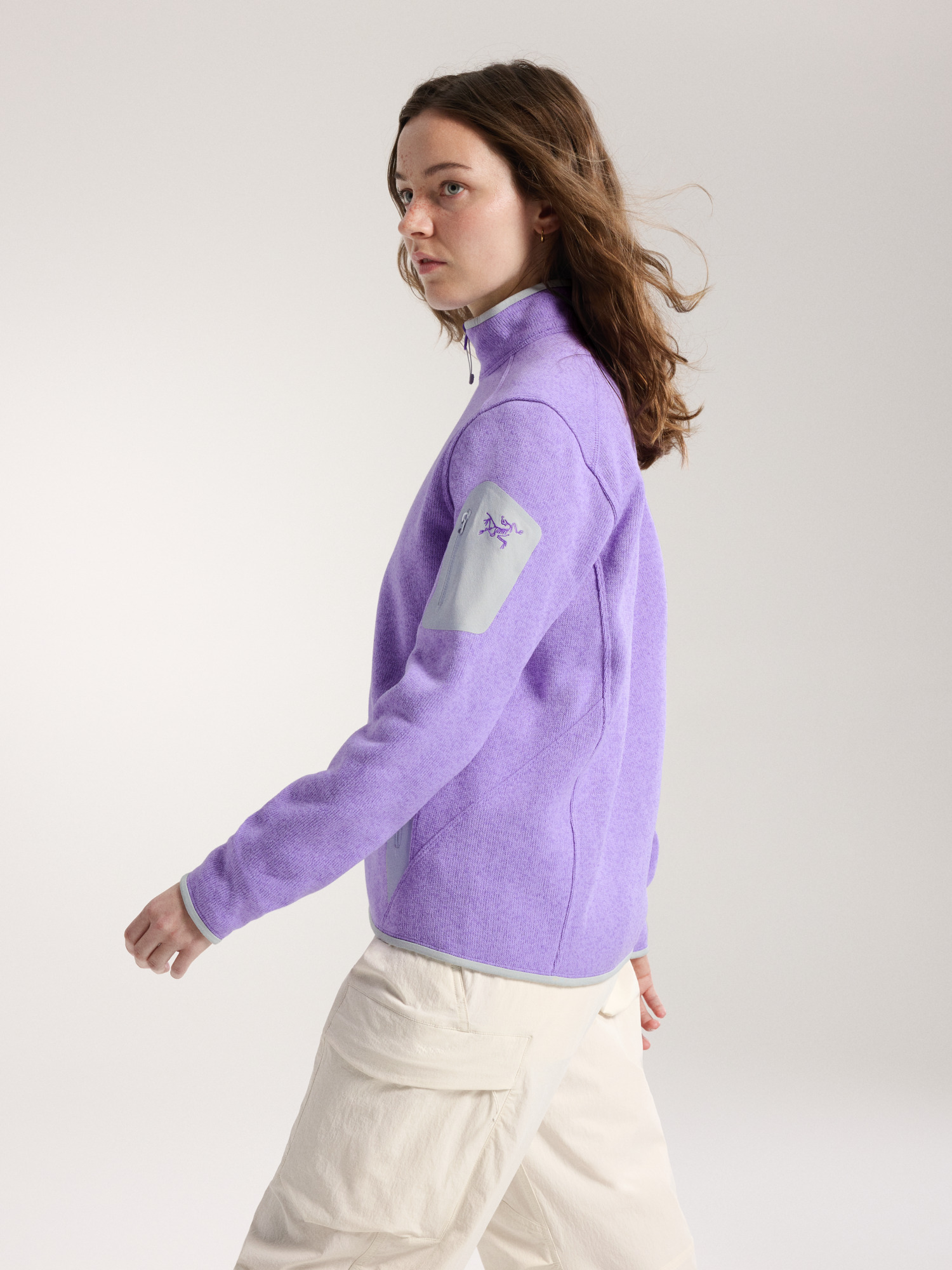 Covert Cardigan Women's Aster Heather / Solitude Side View