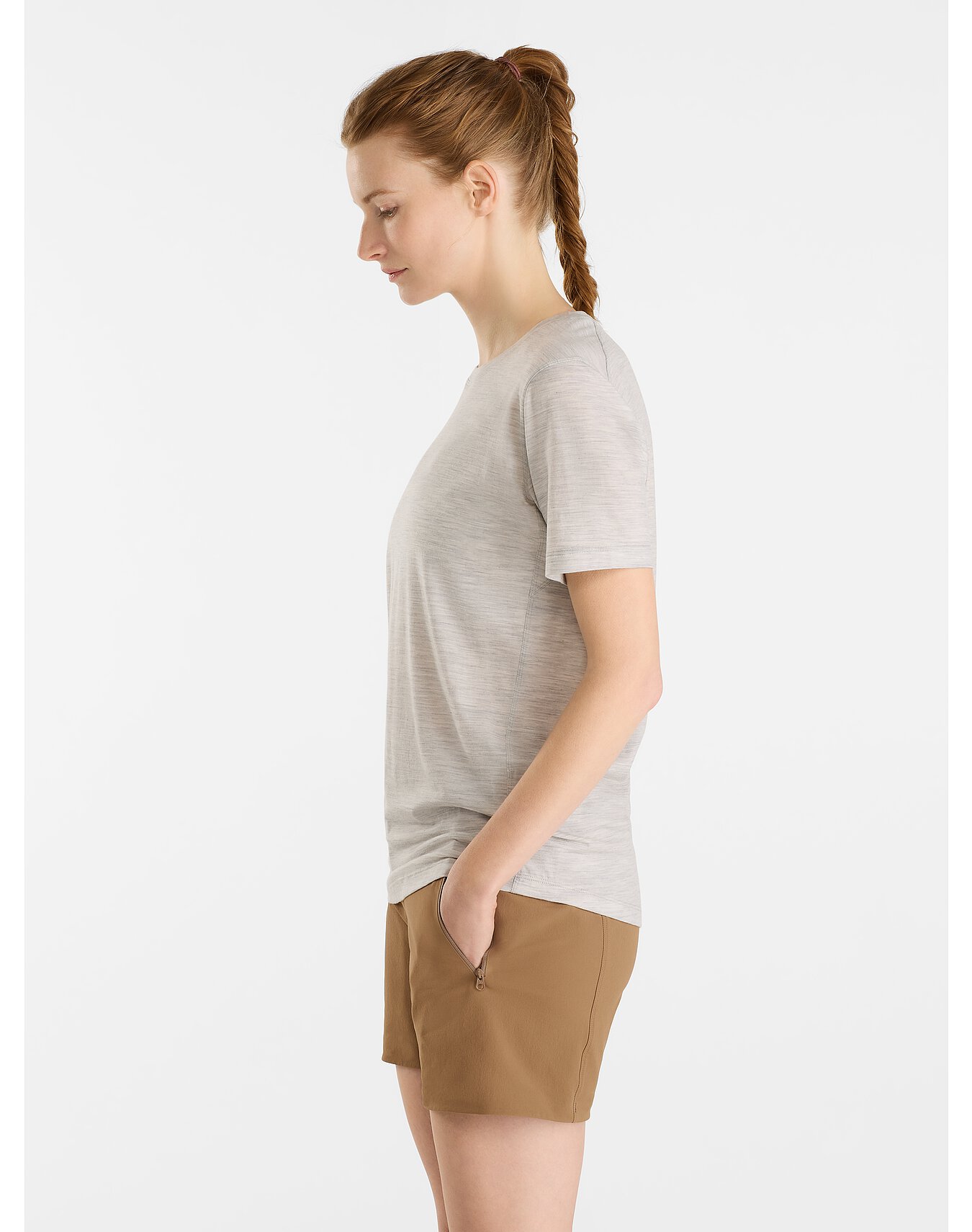 Lana Merino Wool Crew Neck Shirt SS Women's Solitude Side View Left