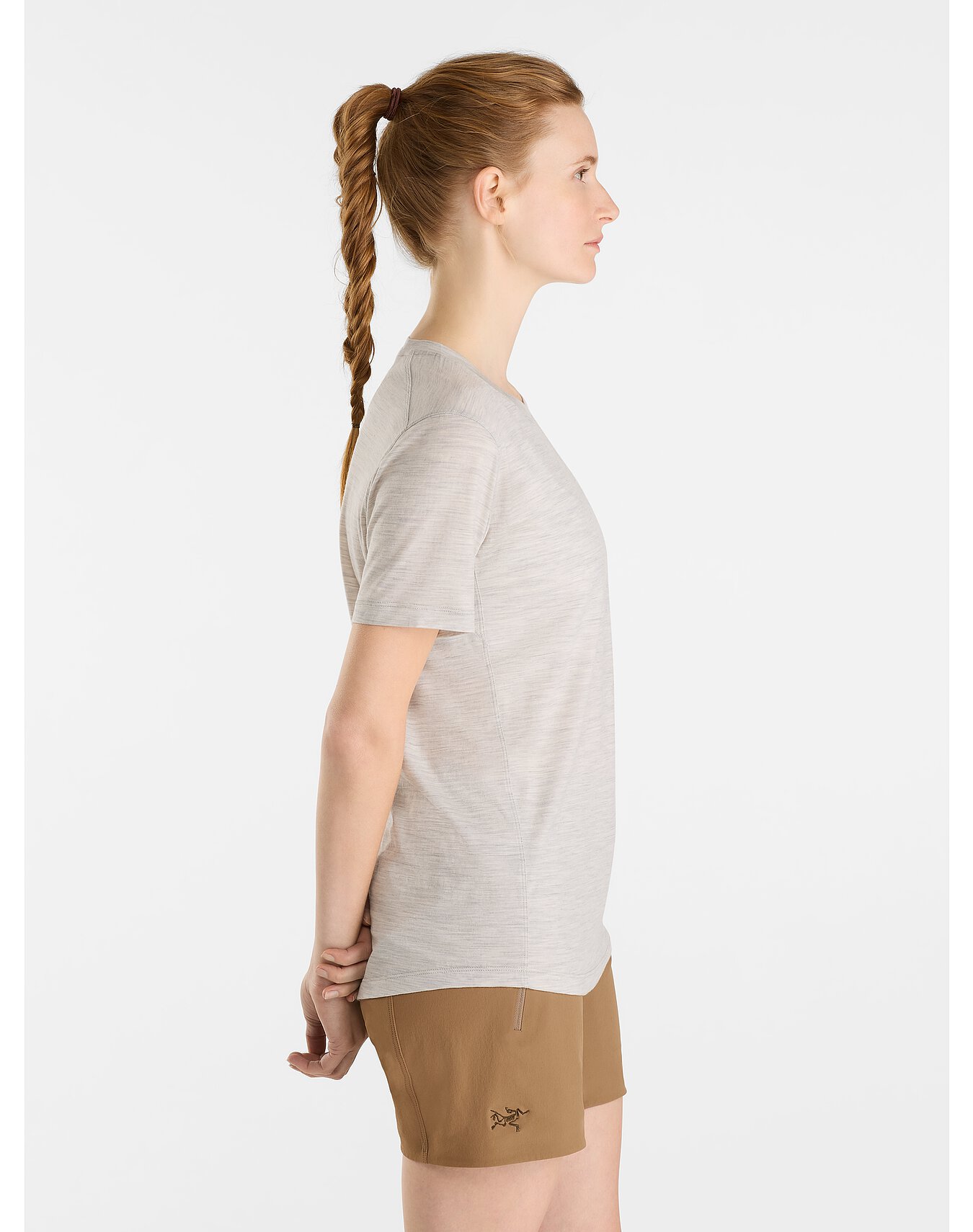 Lana Merino Wool Crew Neck Shirt SS Women's Solitude Side View Right