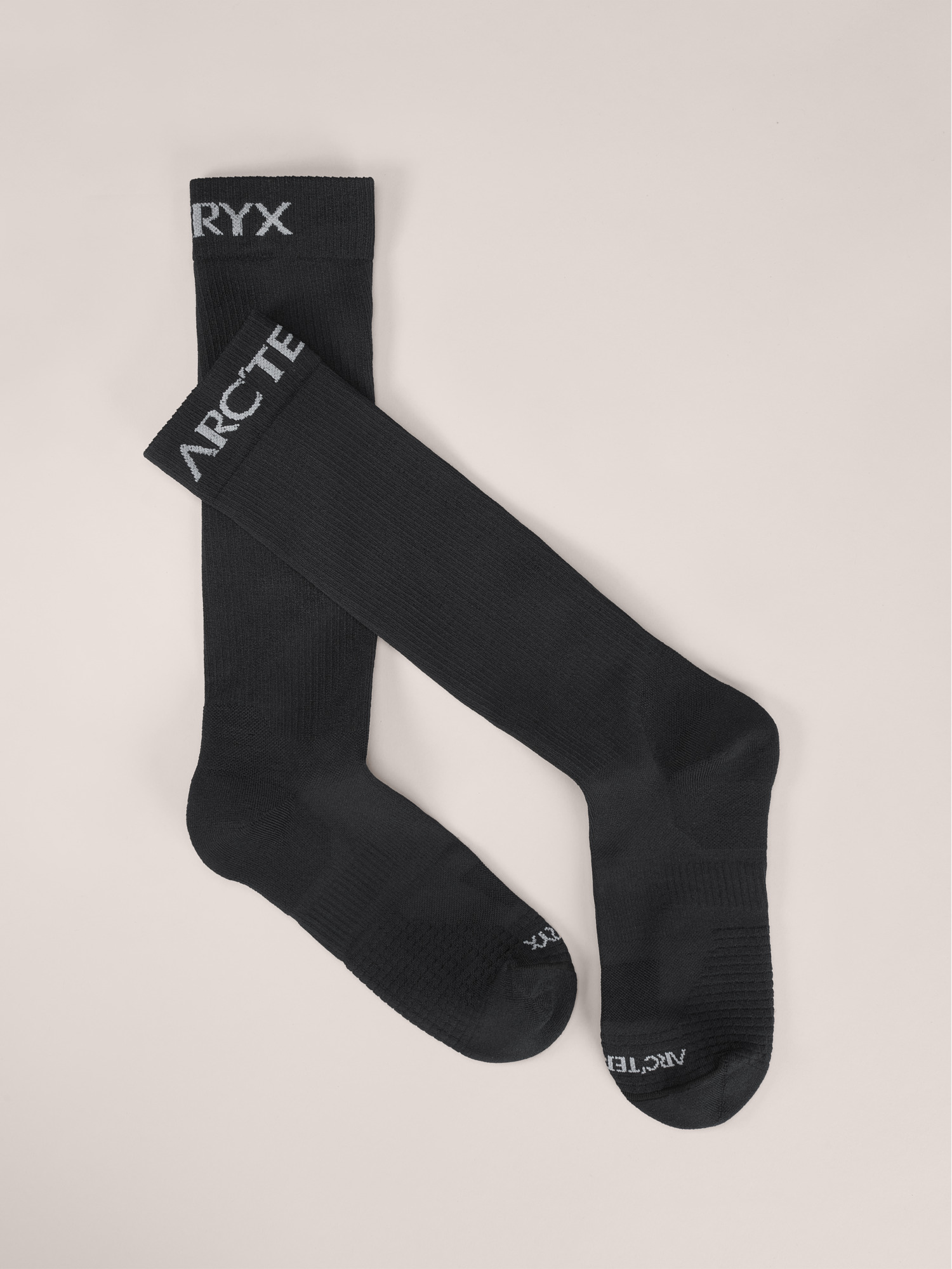 Synthetic Calf Crew Sock Black Flat
