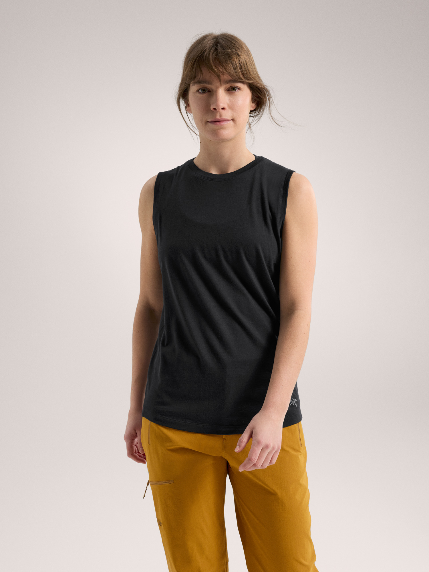 Lana Merino Wool Tank Women's Black Front View