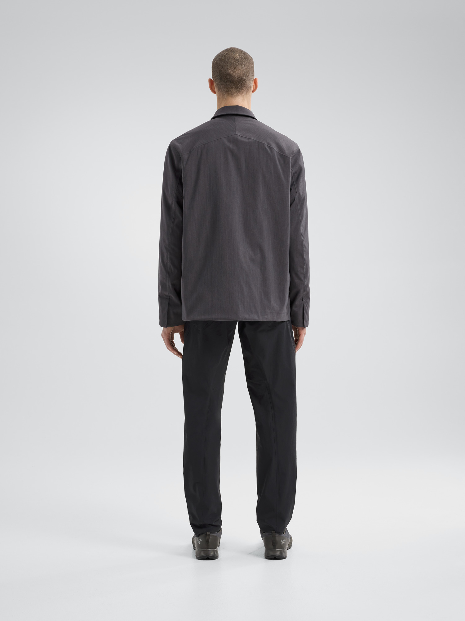 Field Insulated Tech Wool Overshirt Graphite Heather Back View