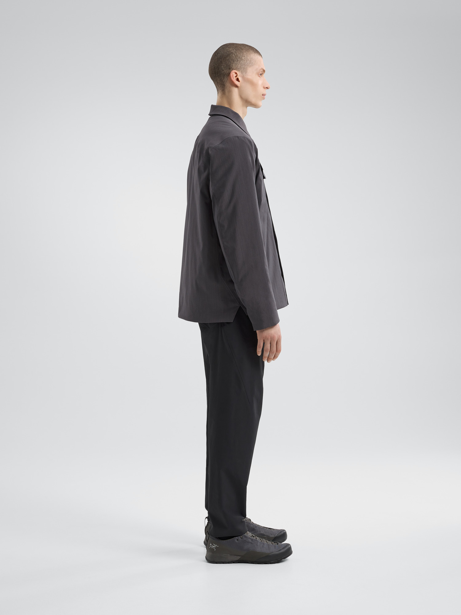 Field Insulated Tech Wool Overshirt Graphite Heather Side View