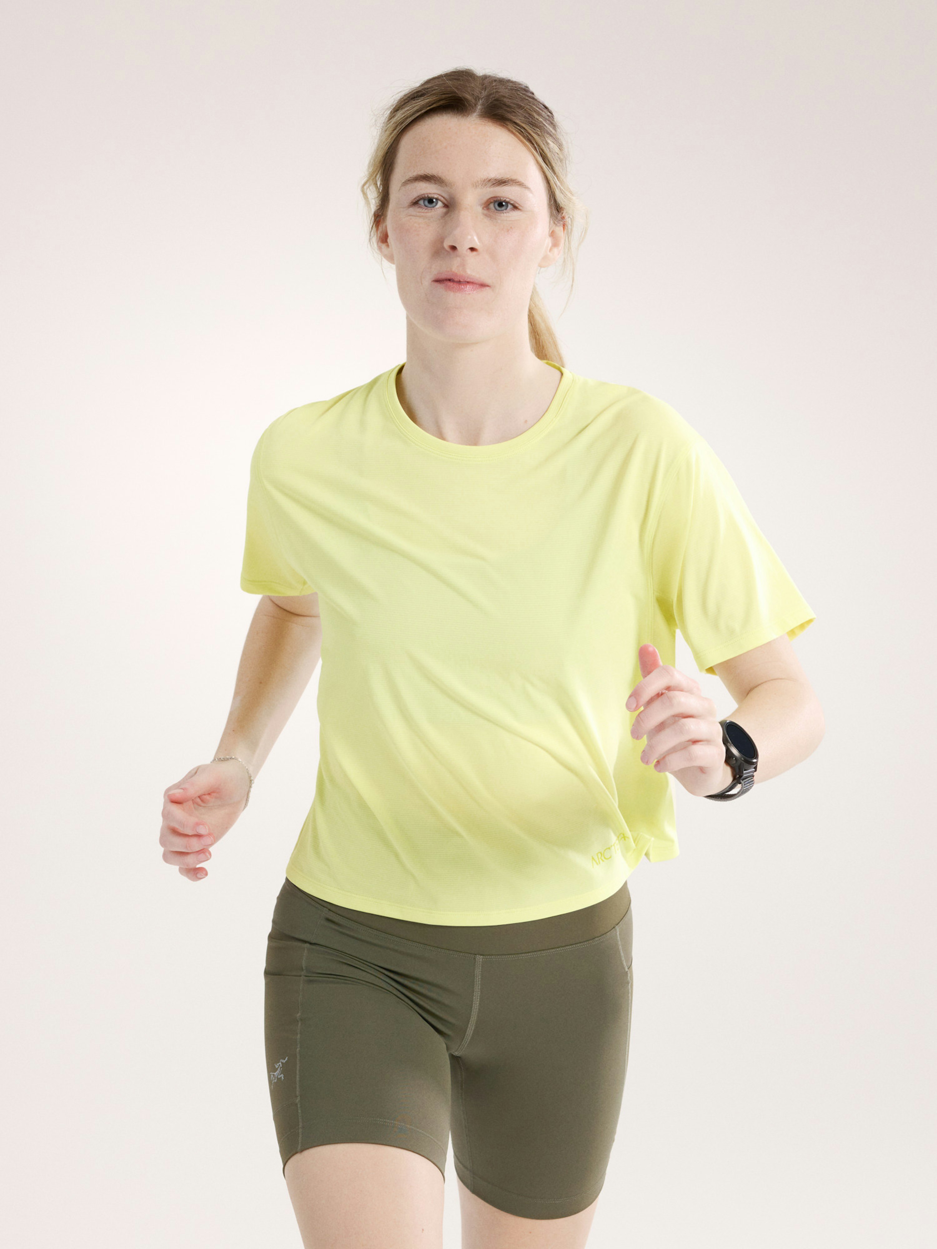 Taema Crop Logo T-Shirt Women's Ray Heather / Euphoria Front View