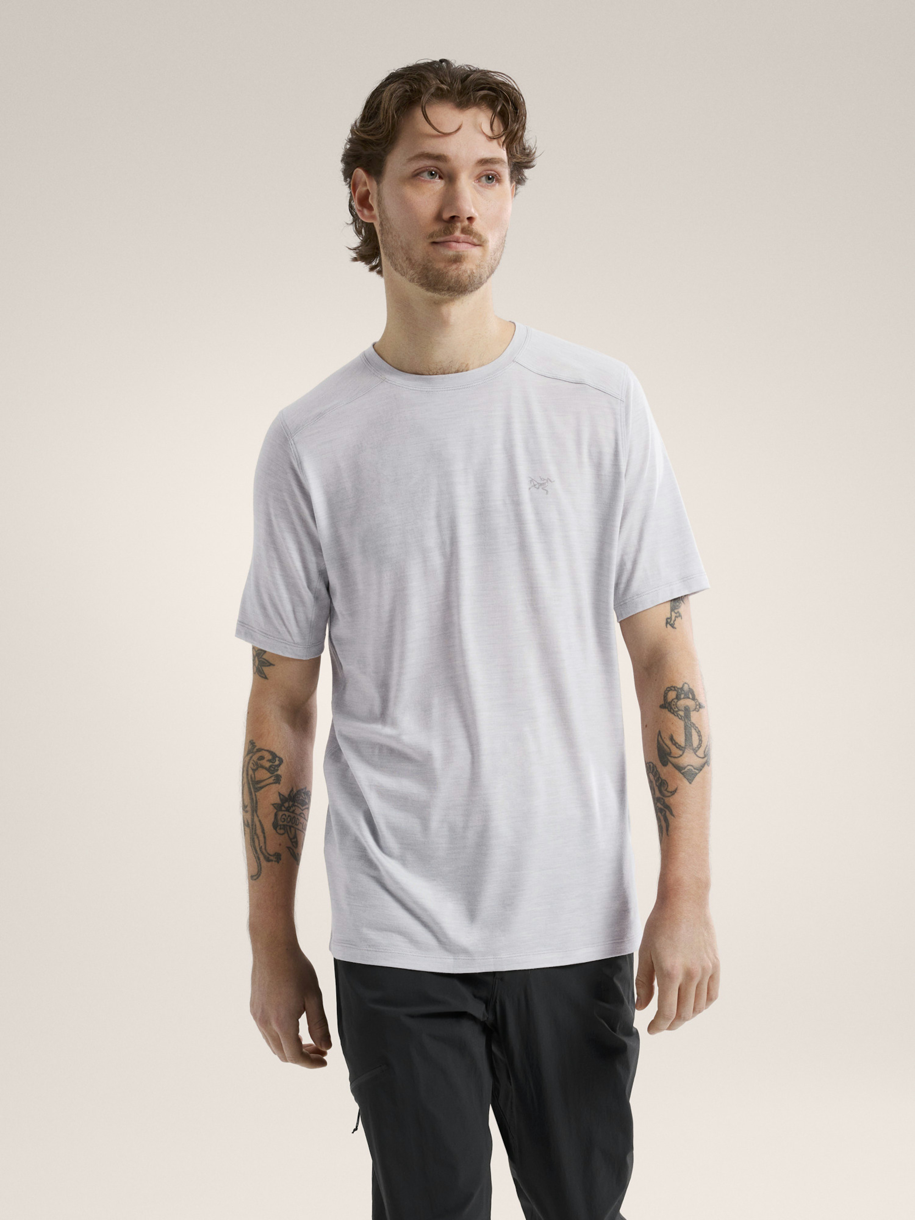 Ionia Merino Wool Shirt SS Solitude Heather Front View