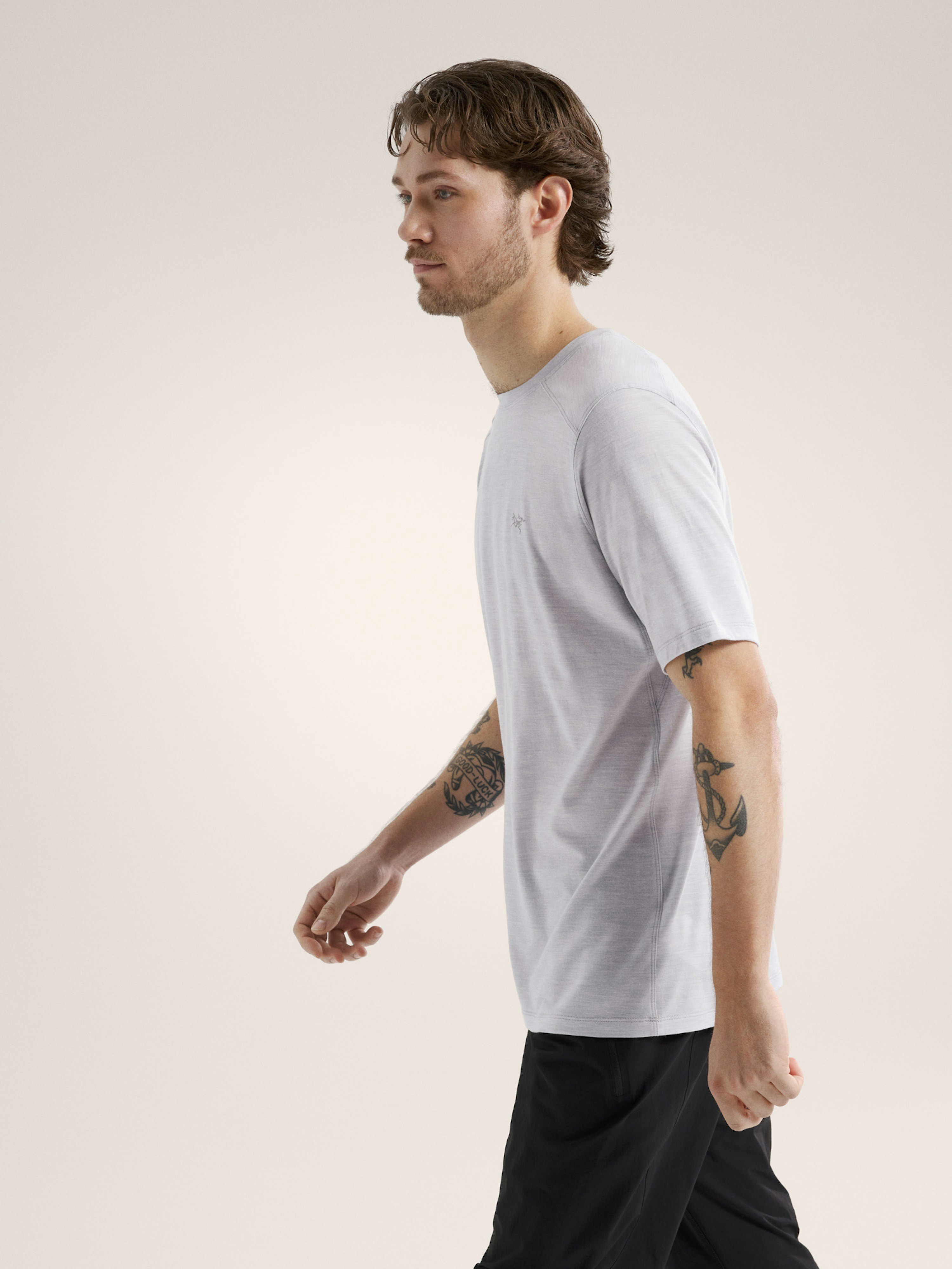 Ionia Merino Wool Shirt SS Solitude Heather Side View