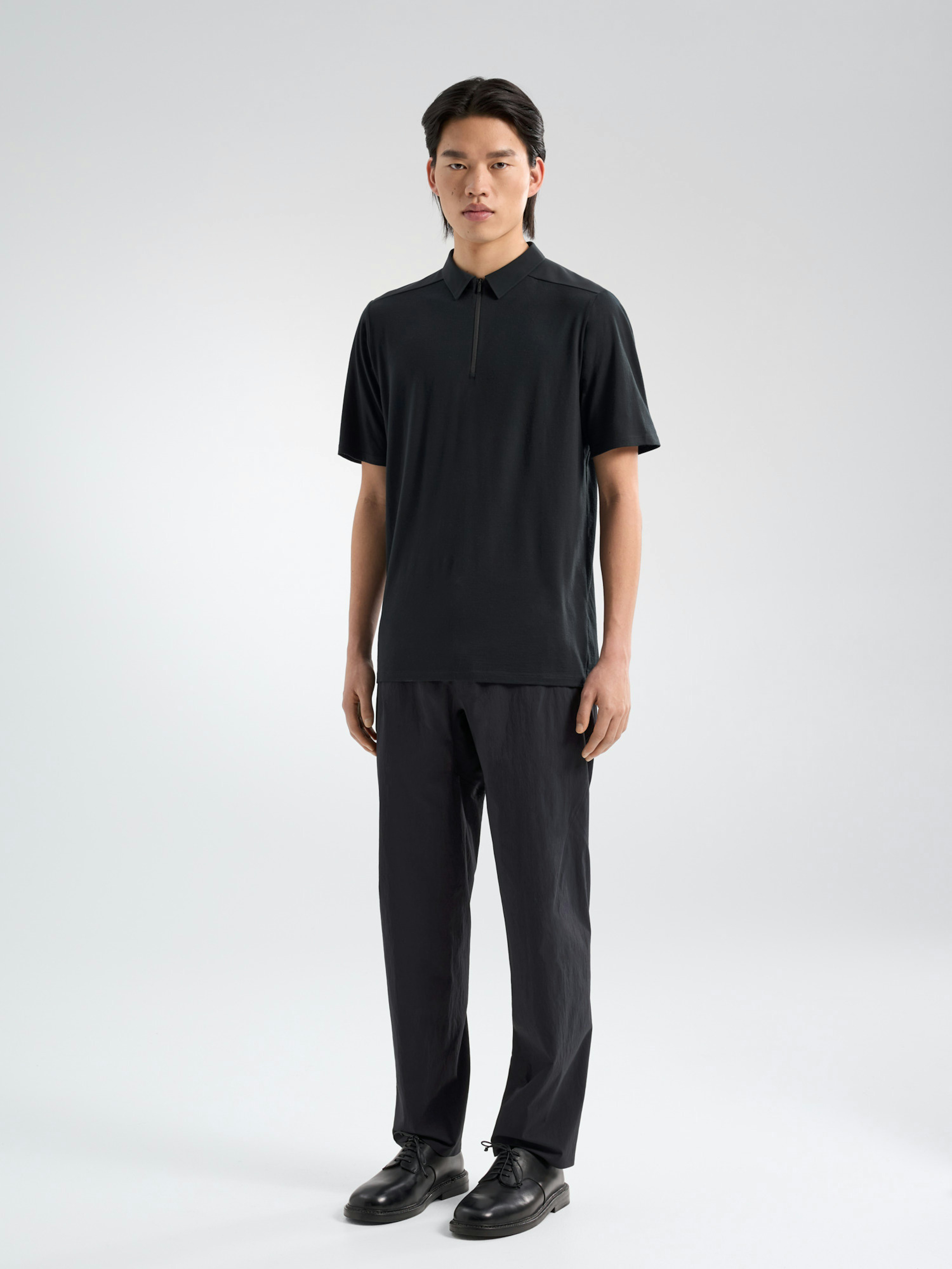 Frame Polo Shirt SS Black 3 4 Front View
