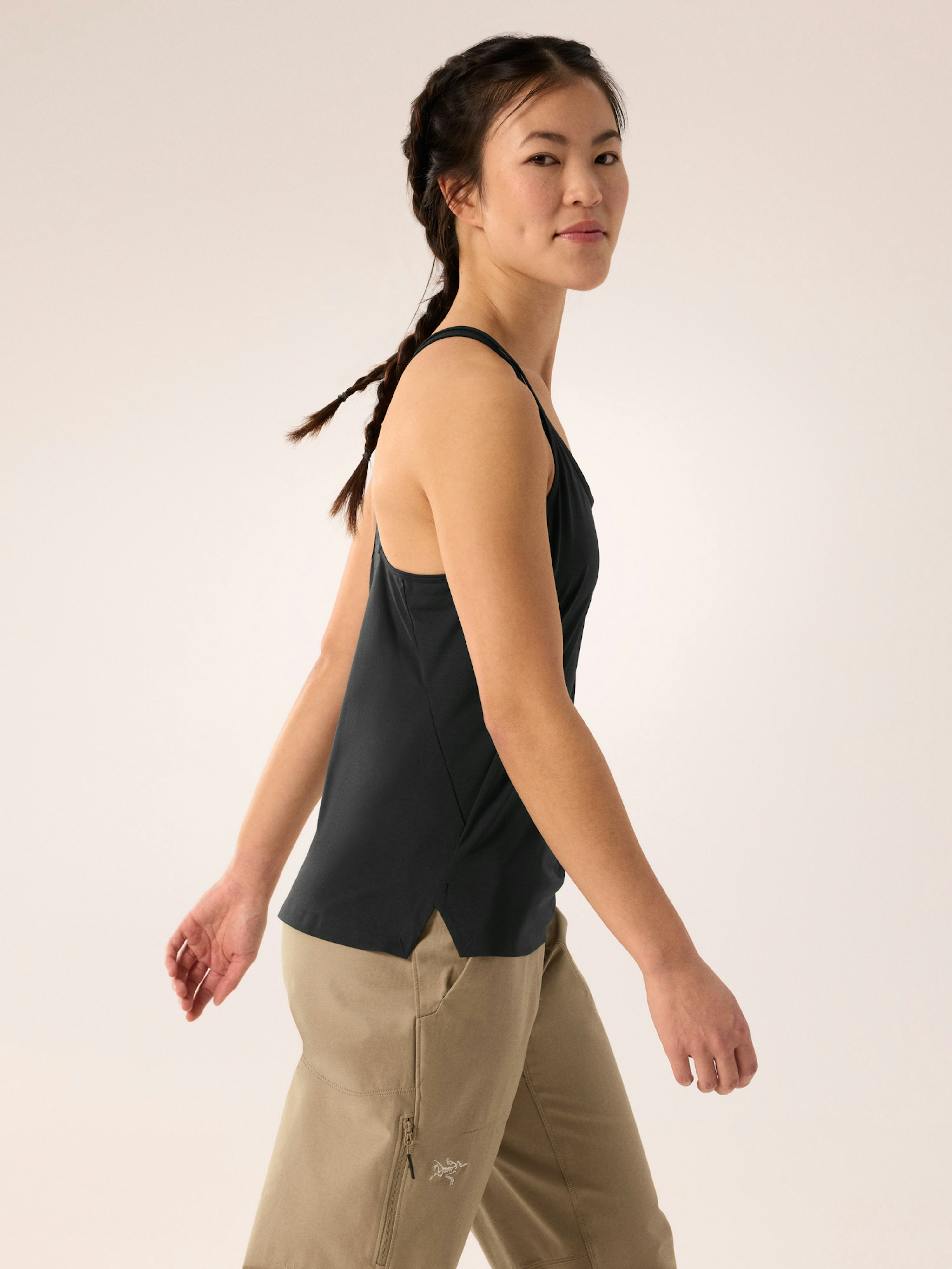 Silene Tank Women's Black Heather Side View