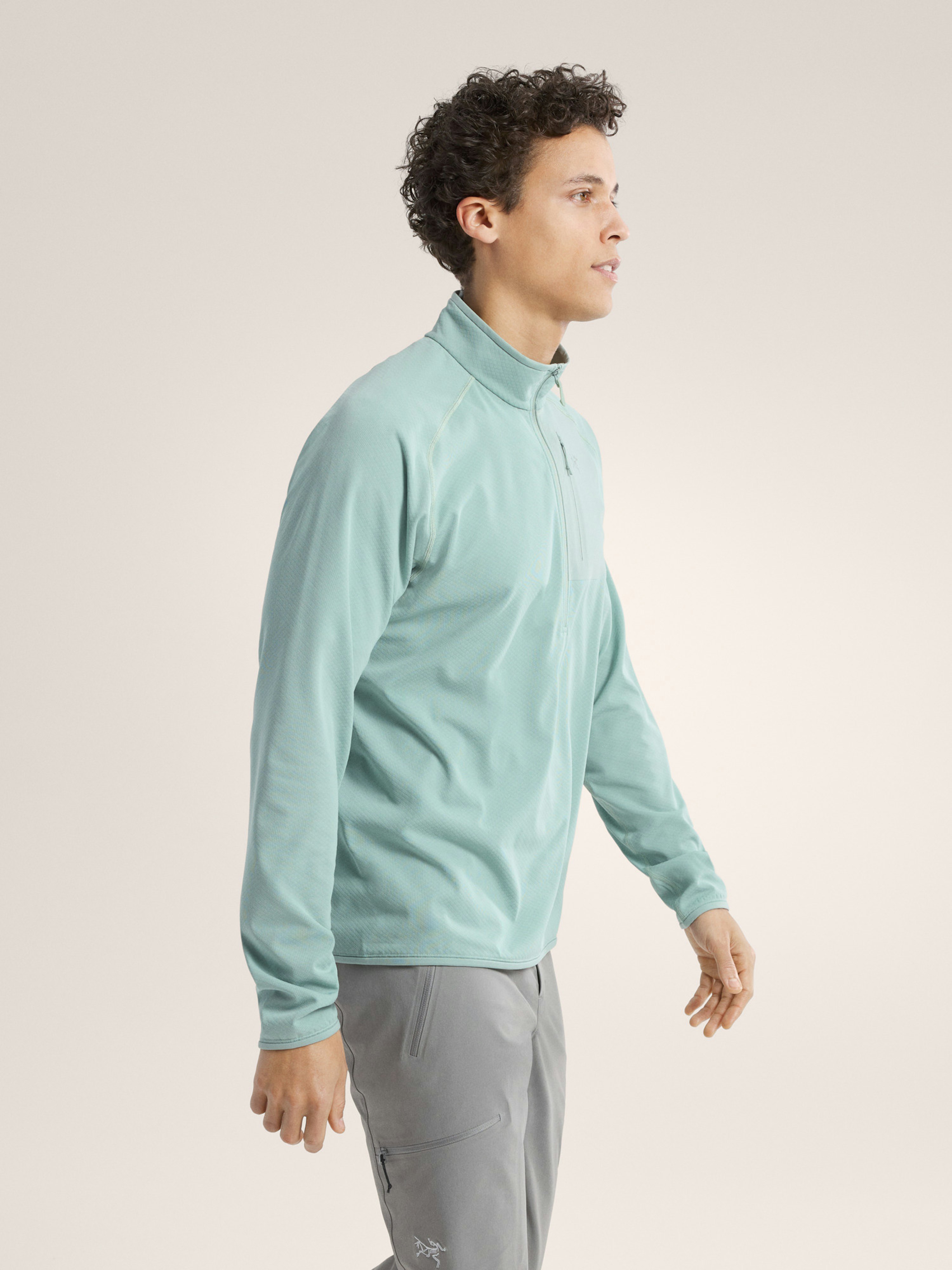 Delta 1/2 Zip Neck Stone Green Side View