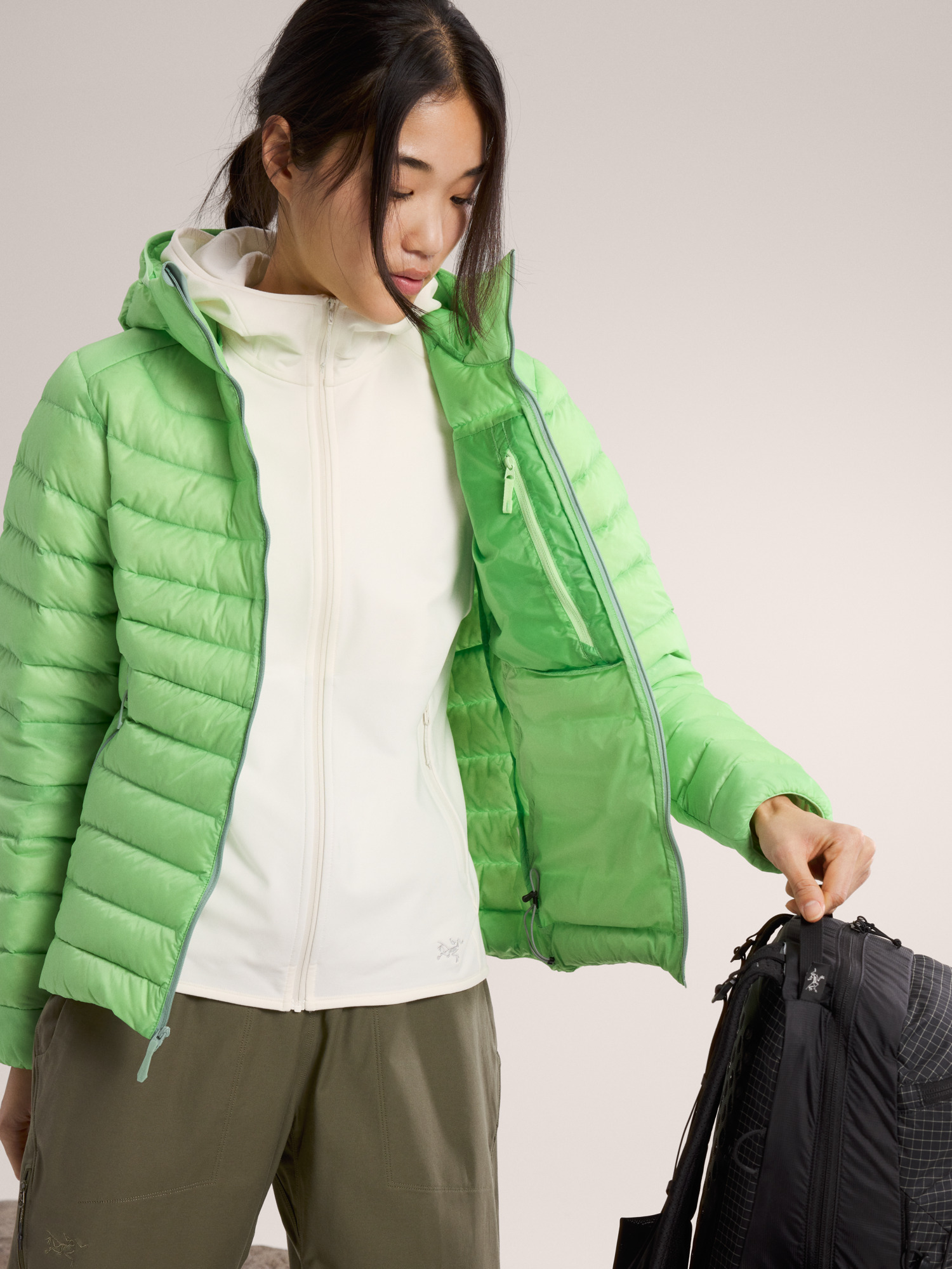 Cerium Hoody Women's Phosphorescent / Stone Green Detail 1