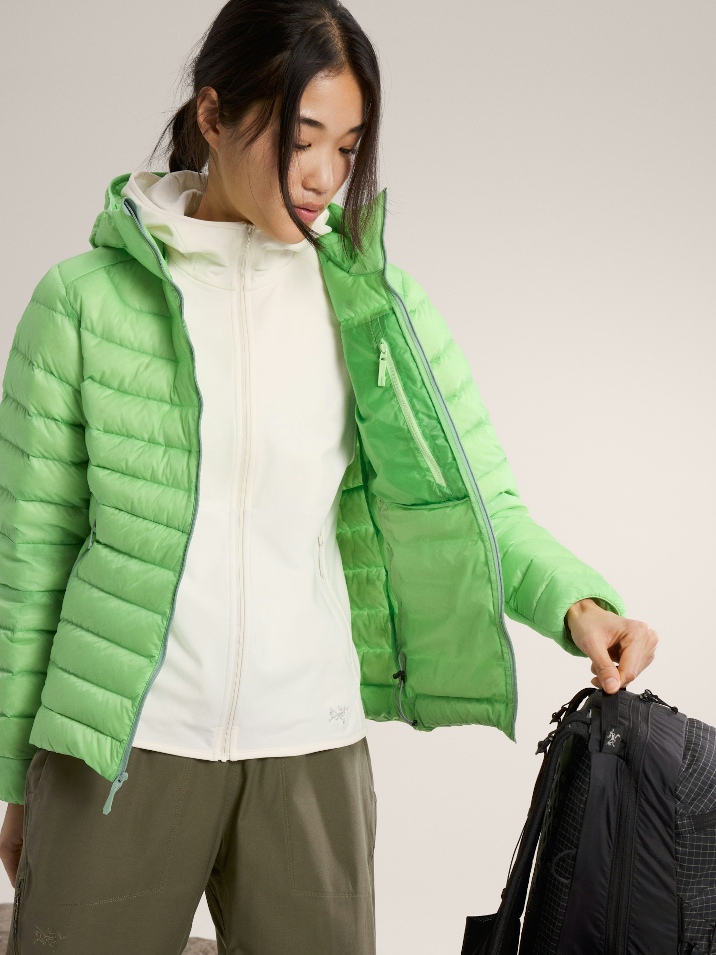 Cerium Hoody Women's Phosphorescent / Stone Green Detail 1