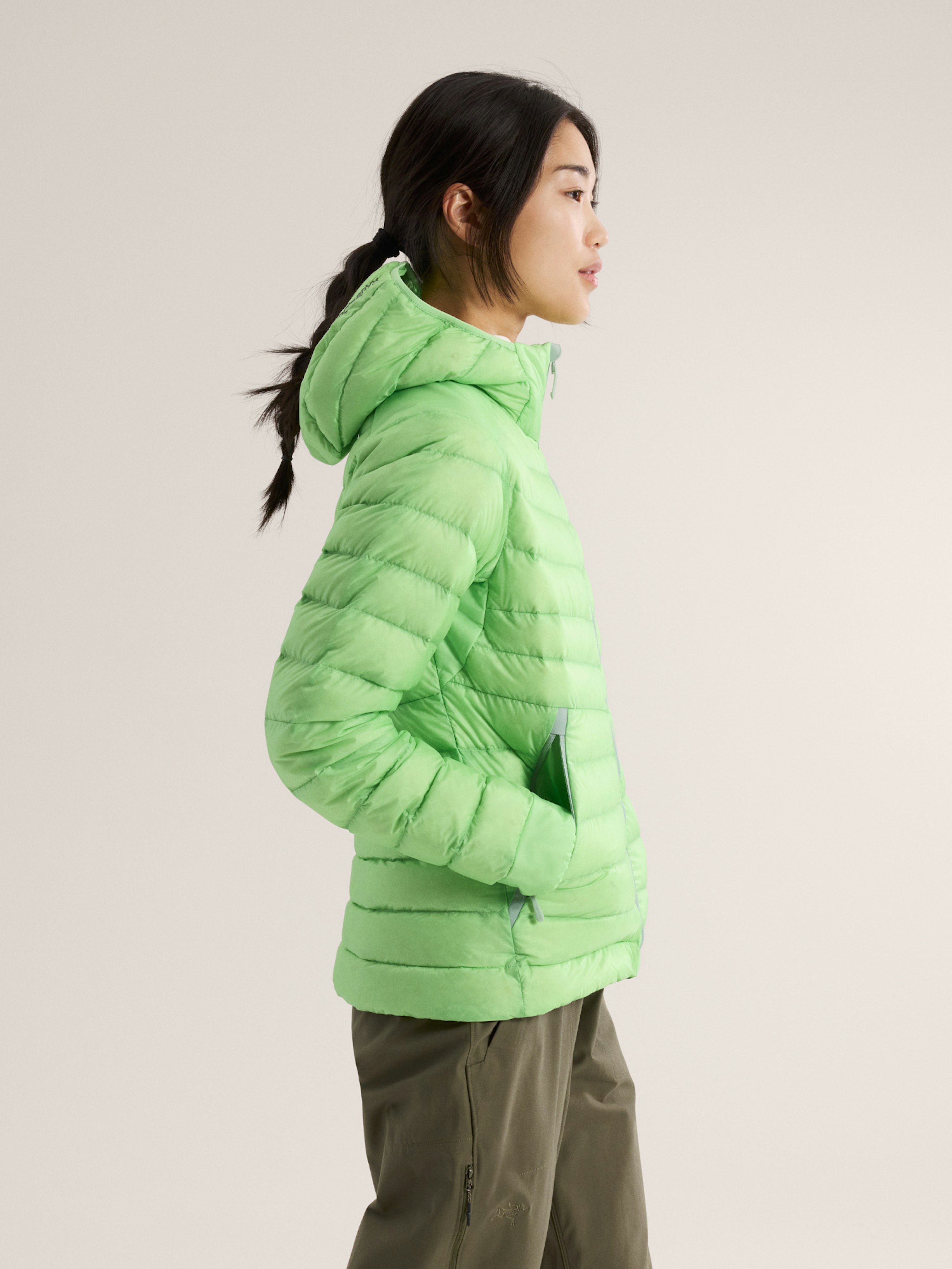 Cerium Hoody Women's Phosphorescent / Stone Green Side View