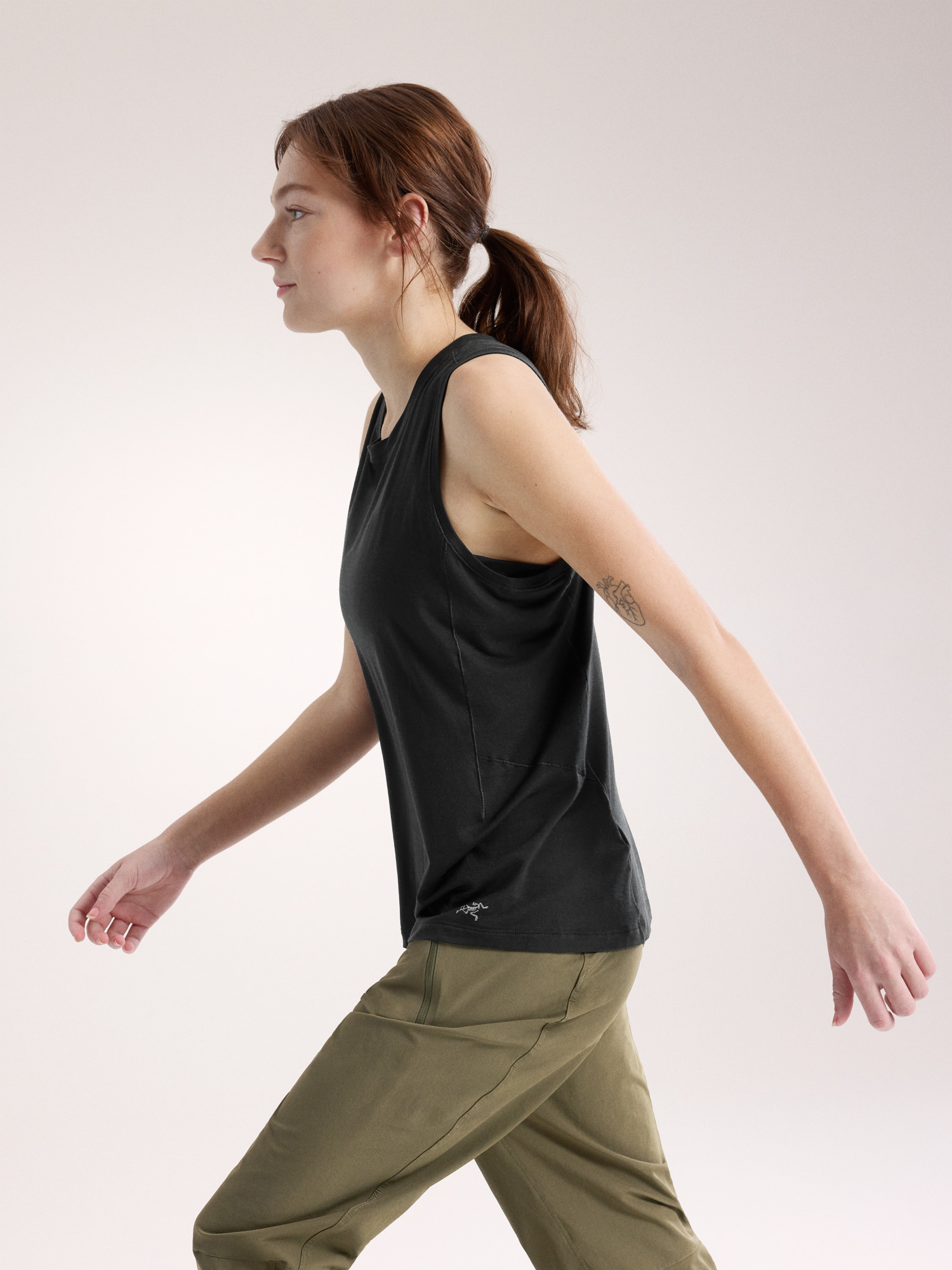 Lana Merino Wool Tank Women's Black Side View