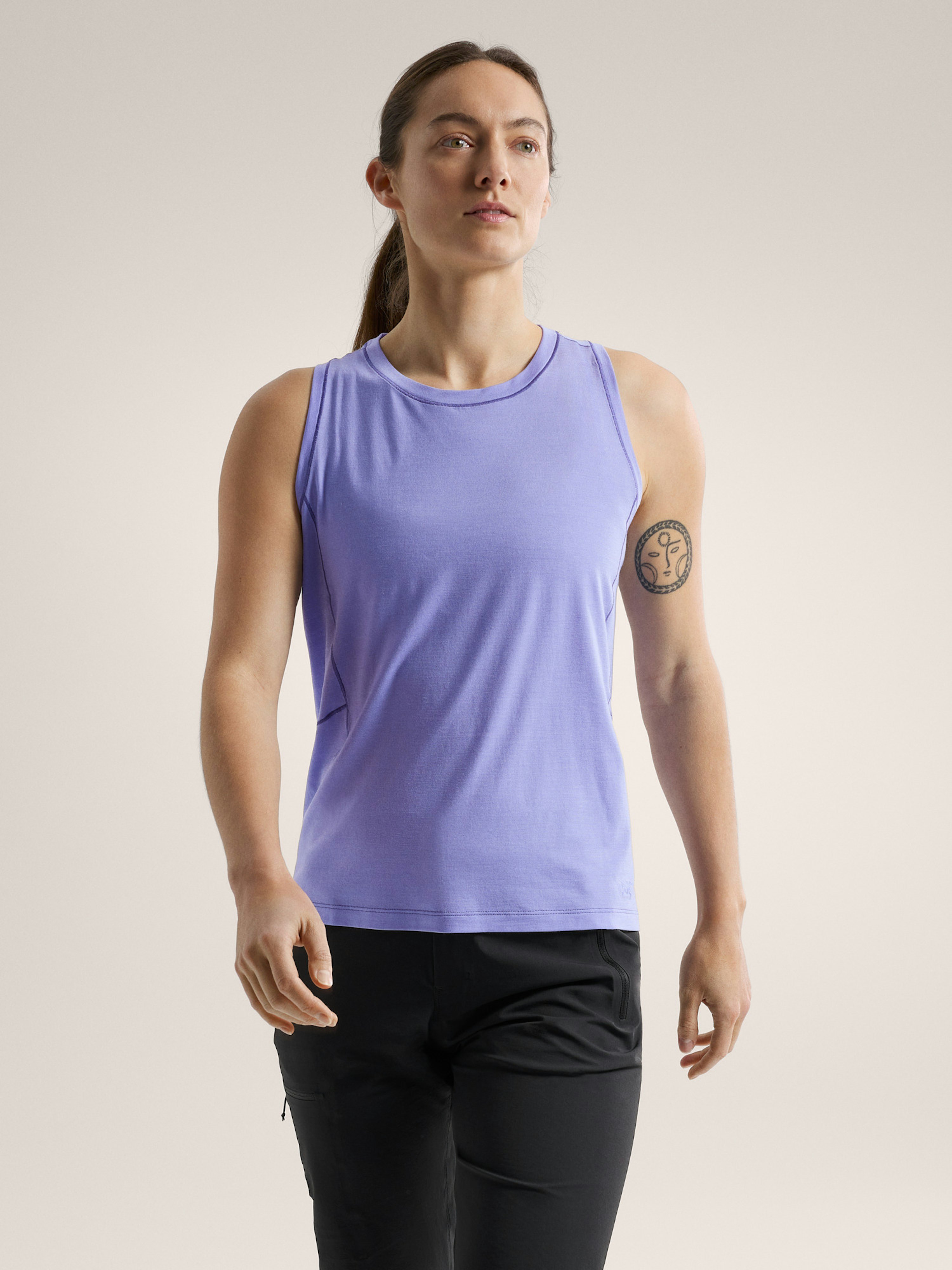 Lana Merino Wool Tank Women's Moonstone Front View