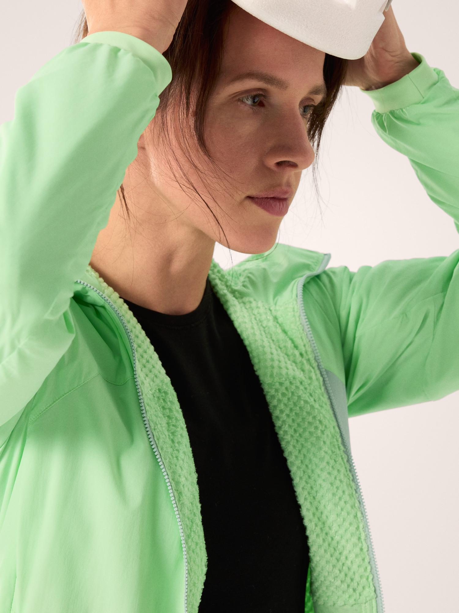 Proton SL Hoody Women's Phosphorescent / Stone Green Detail 3