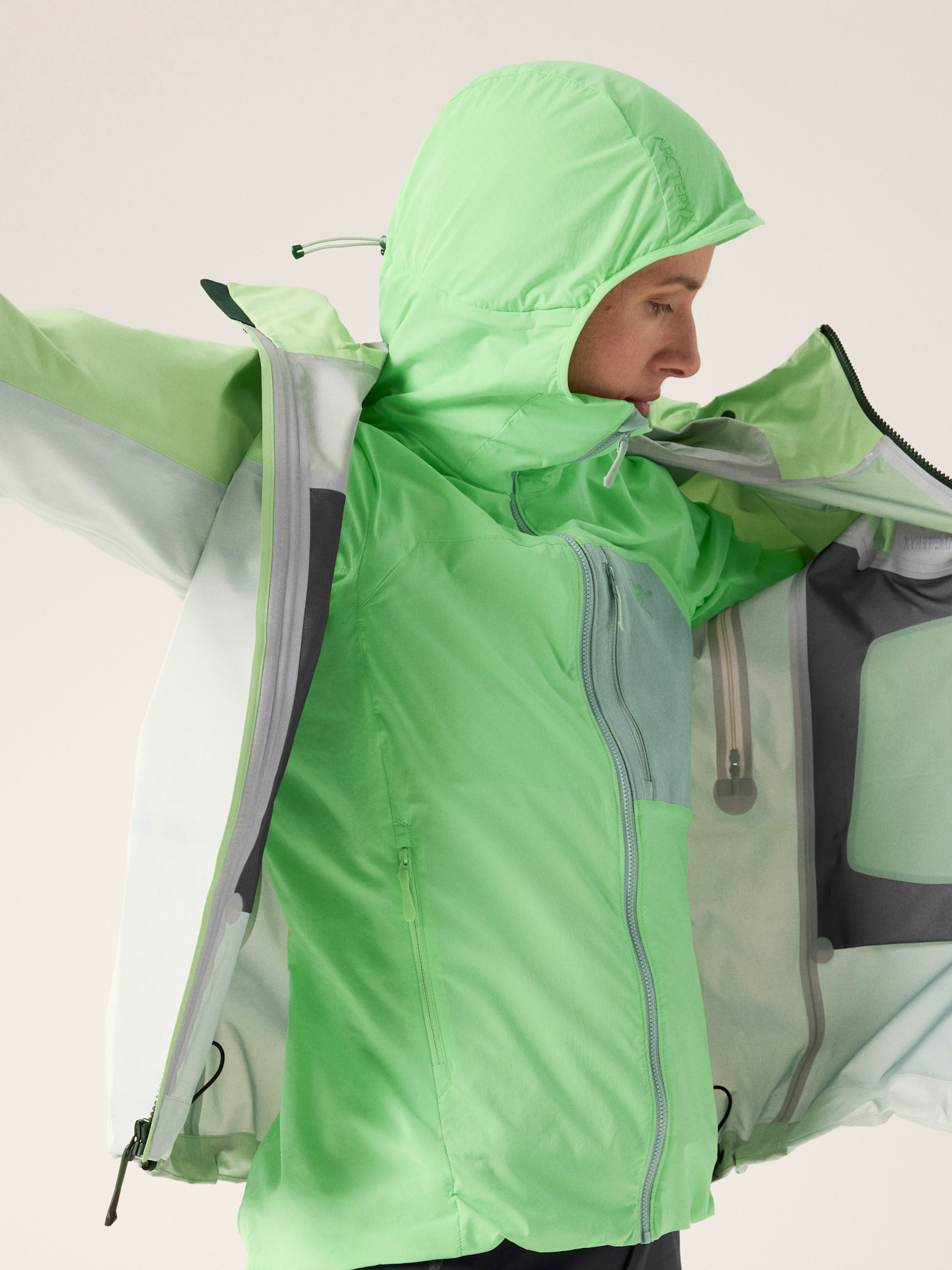 Proton SL Hoody Women's Phosphorescent / Stone Green Hood