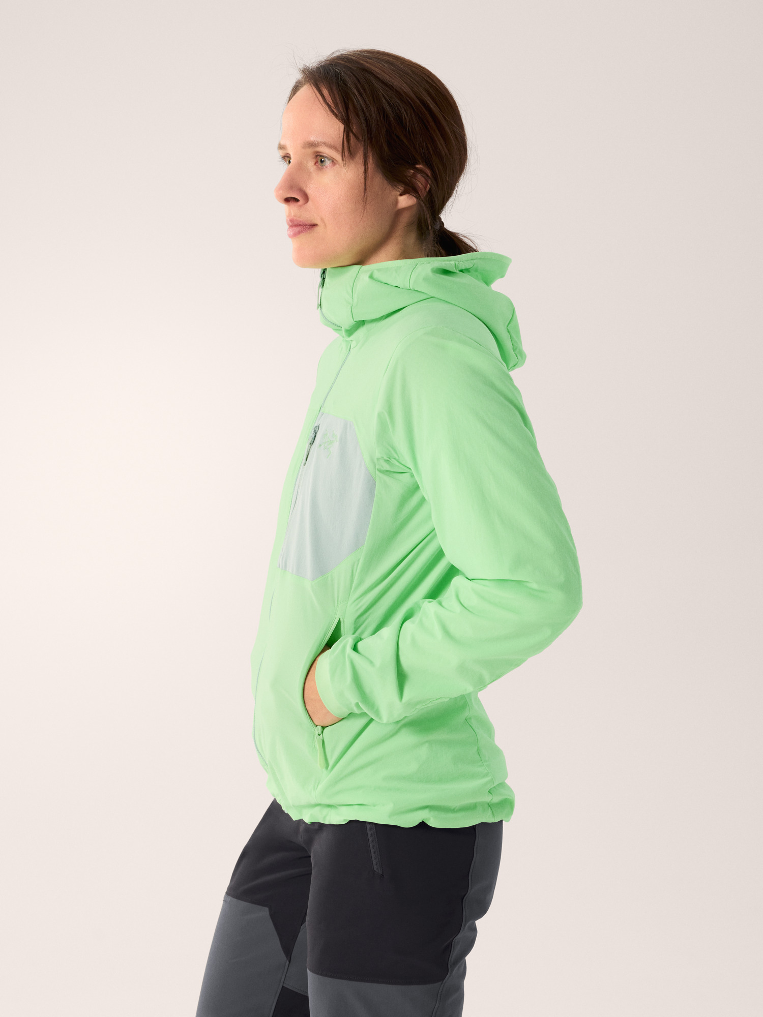 Proton SL Hoody Women's Phosphorescent / Stone Green Side View