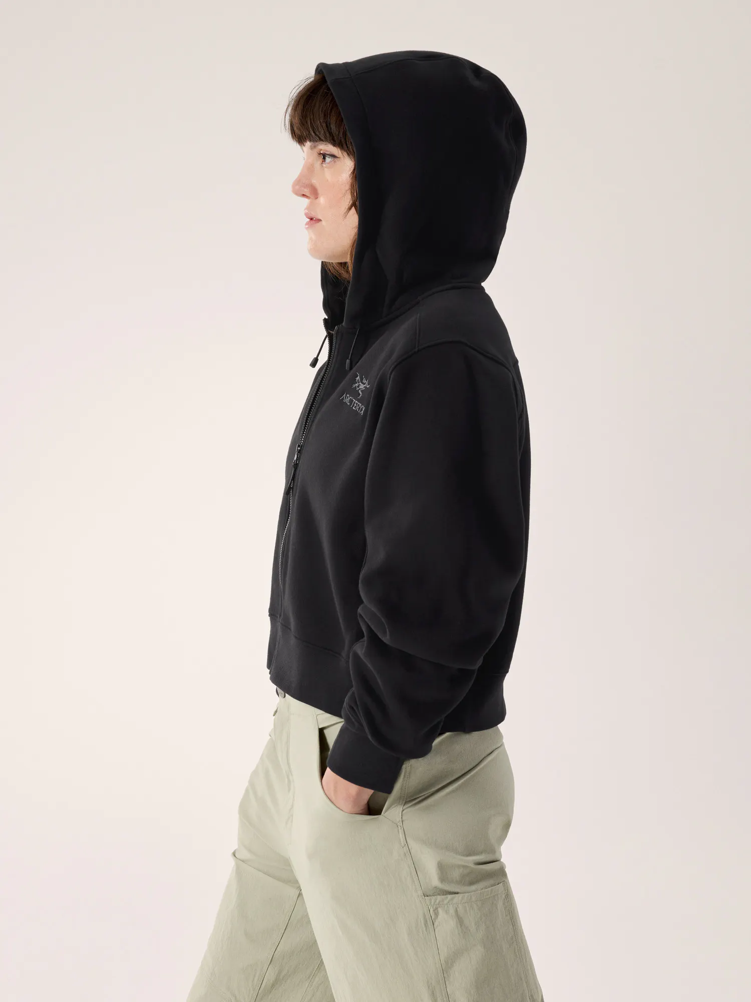 Emblem Fleece Full Zip Crop Hoody Women's | Arc'teryx United States