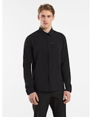 Black Multi Color LV Hidden Zip Front Fitted Shirt with Piping