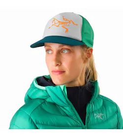 Bird Trucker Hat Levitate Labyrinth Delos Grey Front View