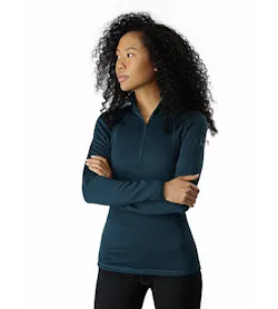 Rho AR Zip Neck Women's Labyrinth Front View
