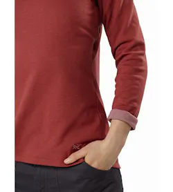 Sirrus Henley LS Women's Sequoia Heather Rolled Sleeves